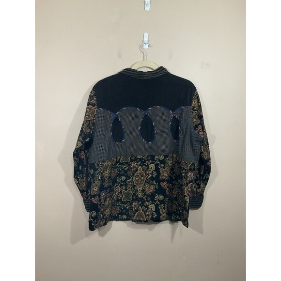 Vintage Koos Of Course  Womens Corduroy Button Up Shirt 2X Black Art to Wear 90s - Picture 4 of 6